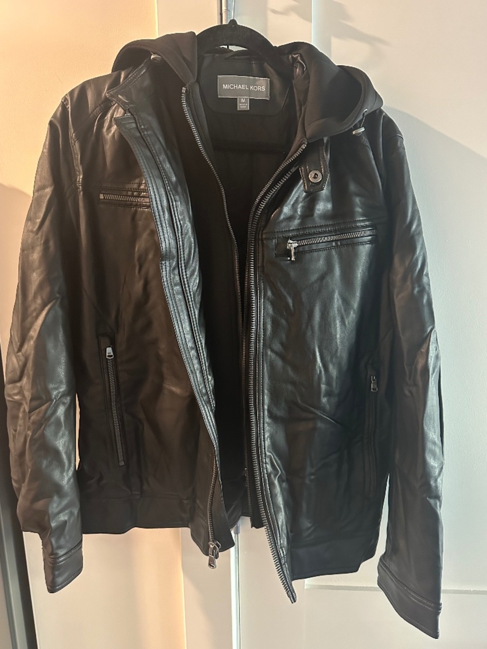 Rare New Michael Kors Bomber Hooded Jacket Men’s Size M Black